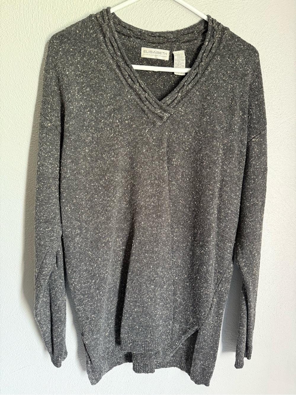 Liz Claiborne Charcoal Speckled V-Neck Sweater